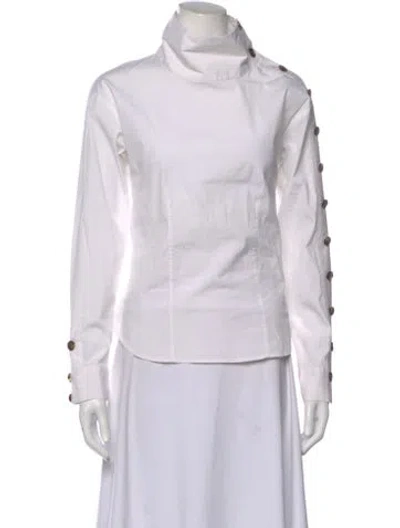 Pre-owned Veronica Beard Long Sleeve Blouse In White