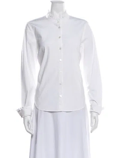Pre-owned Veronica Beard Long Sleeve Blouse In White