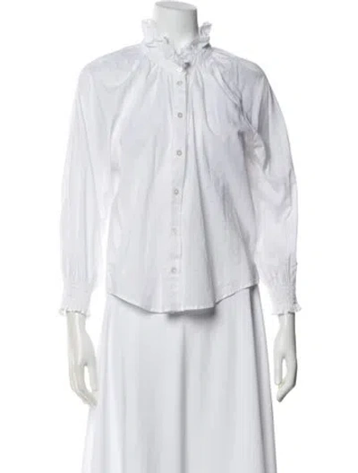 Pre-owned Veronica Beard Long Sleeve Blouse In White