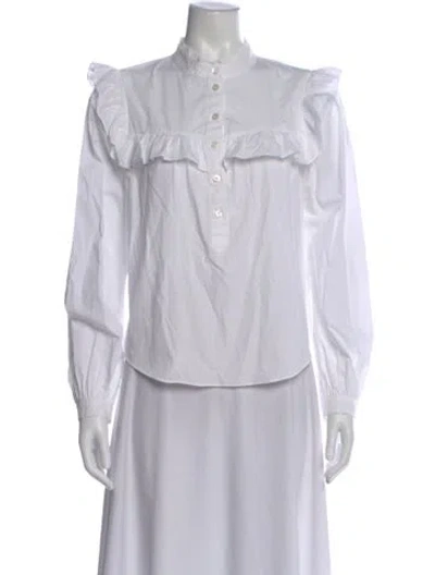 Pre-owned Veronica Beard Long Sleeve Blouse In White