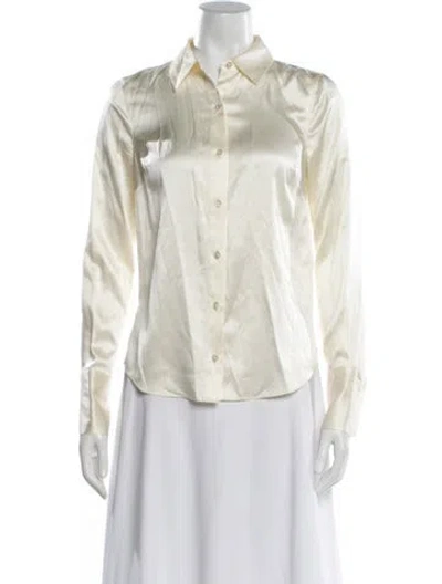 Pre-owned Veronica Beard Long Sleeve Blouse In White