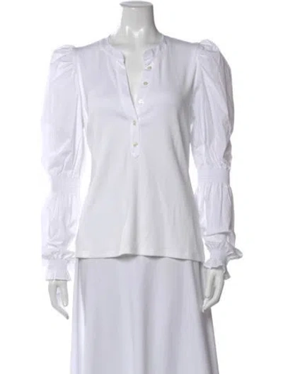Pre-owned Veronica Beard Long Sleeve Blouse In White