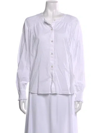 Pre-owned Veronica Beard Long Sleeve Blouse In White