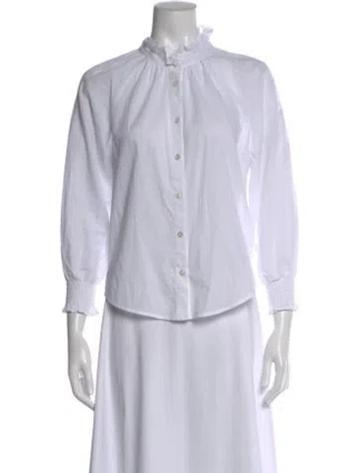 Pre-owned Veronica Beard Long Sleeve Blouse In White