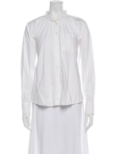 Pre-owned Veronica Beard Long Sleeve Blouse In White