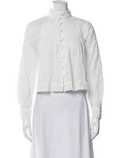 Pre-owned Veronica Beard Long Sleeve Blouse In White