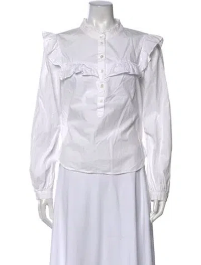 Pre-owned Veronica Beard Long Sleeve Blouse In White