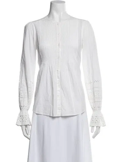 Pre-owned Veronica Beard Long Sleeve Blouse In White