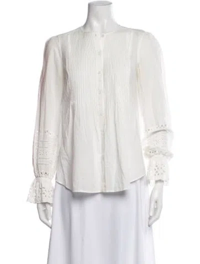 Pre-owned Veronica Beard Long Sleeve Blouse In White