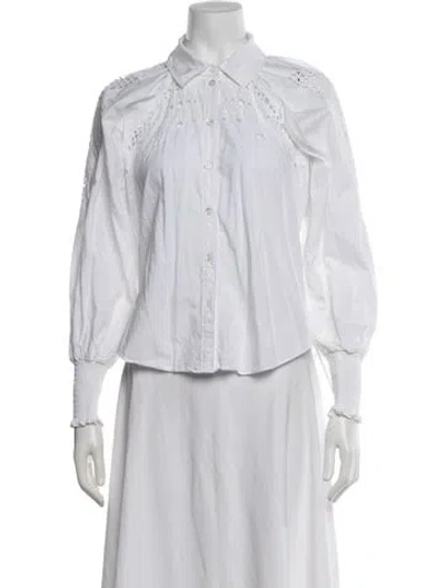 Pre-owned Veronica Beard Long Sleeve Blouse In White