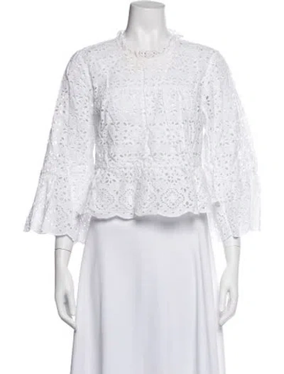 Pre-owned Veronica Beard Long Sleeve Blouse In White