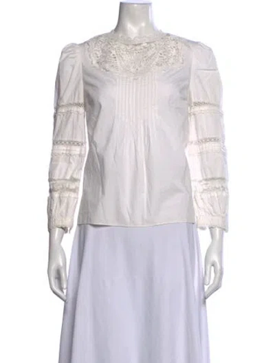Pre-owned Veronica Beard Long Sleeve Blouse In White