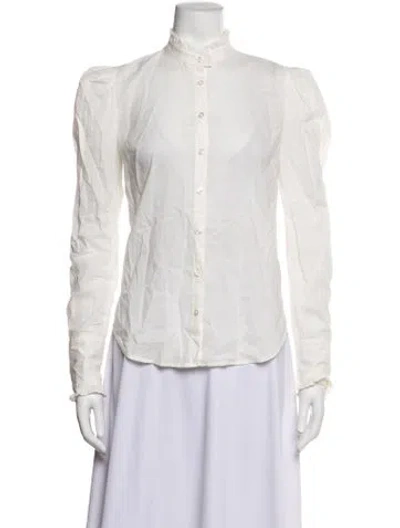 Pre-owned Veronica Beard Long Sleeve Blouse In White