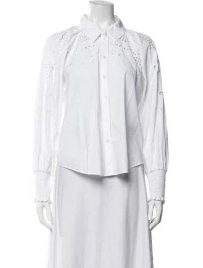 Pre-owned Veronica Beard Long Sleeve Blouse In White