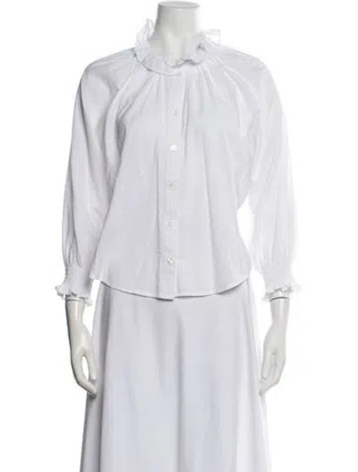 Pre-owned Veronica Beard Long Sleeve Blouse In White