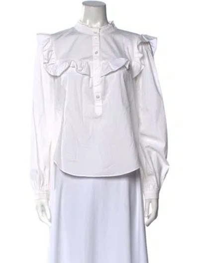 Pre-owned Veronica Beard Long Sleeve Blouse In White