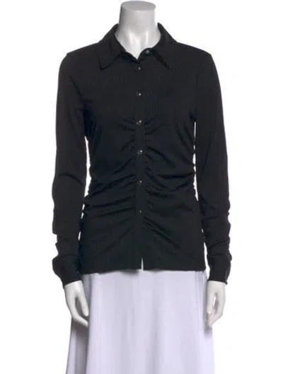 Pre-owned Veronica Beard Long Sleeve Button-up Top In Black