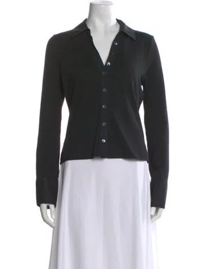 Pre-owned Veronica Beard Long Sleeve Button-up Top In Black