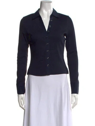 Pre-owned Veronica Beard Long Sleeve Button-up Top In Black
