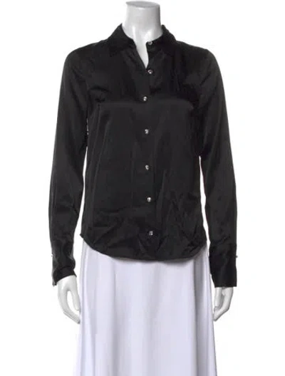 Pre-owned Veronica Beard Long Sleeve Button-up Top In Black