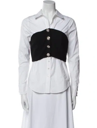 Pre-owned Veronica Beard Long Sleeve Button-up Top In Blue