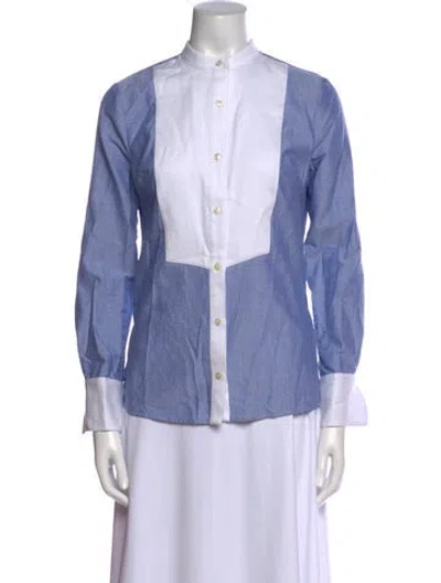 Pre-owned Veronica Beard Long Sleeve Button-up Top In Blue