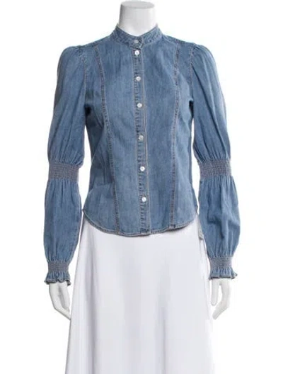 Pre-owned Veronica Beard Long Sleeve Button-up Top In Blue