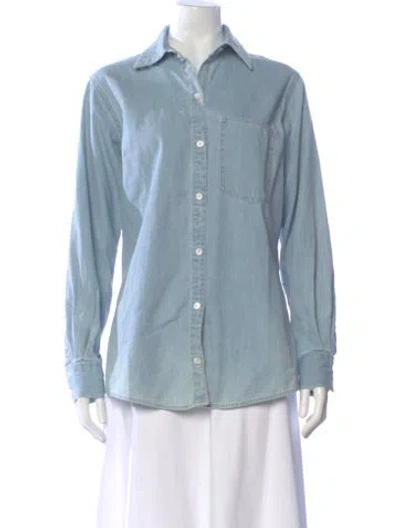 Pre-owned Veronica Beard Long Sleeve Button-up Top In Blue