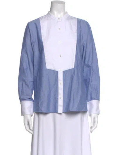 Pre-owned Veronica Beard Long Sleeve Button-up Top In Blue