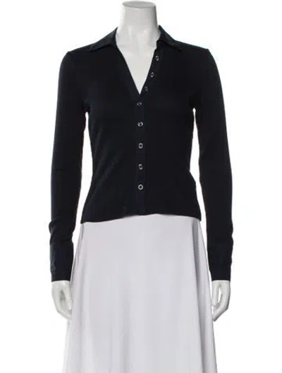 Pre-owned Veronica Beard Long Sleeve Button-up Top In Blue
