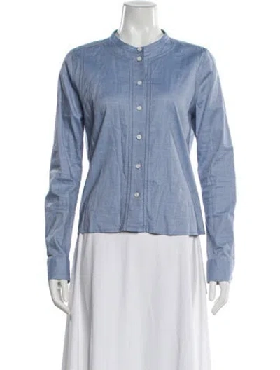 Pre-owned Veronica Beard Long Sleeve Button-up Top In Blue