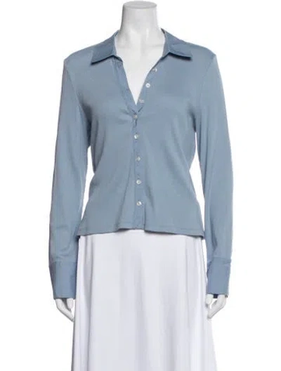 Pre-owned Veronica Beard Long Sleeve Button-up Top In Blue