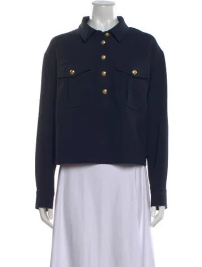 Pre-owned Veronica Beard Long Sleeve Button-up Top In Blue