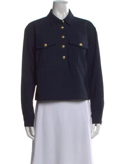 Pre-owned Veronica Beard Long Sleeve Button-up Top In Blue