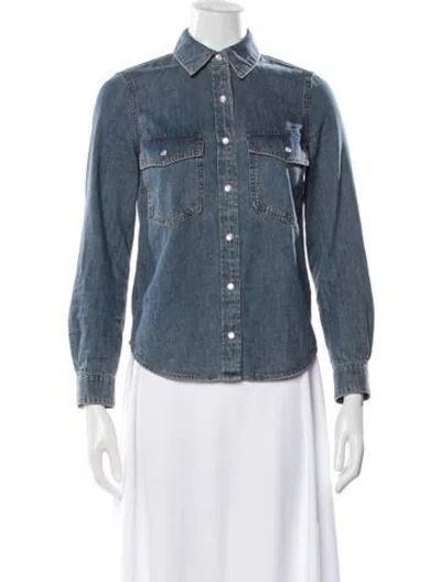 Pre-owned Veronica Beard Long Sleeve Button-up Top In Blue