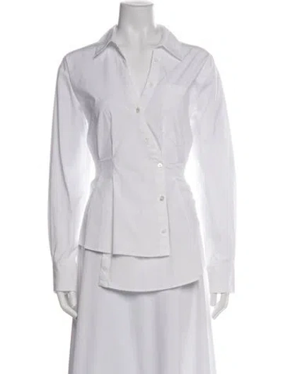 Pre-owned Veronica Beard Long Sleeve Button-up Top In Blue
