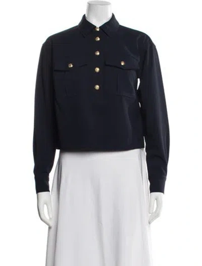 Pre-owned Veronica Beard Long Sleeve Button-up Top In Blue