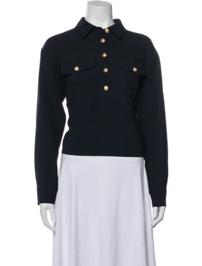 Pre-owned Veronica Beard Long Sleeve Button-up Top In Blue