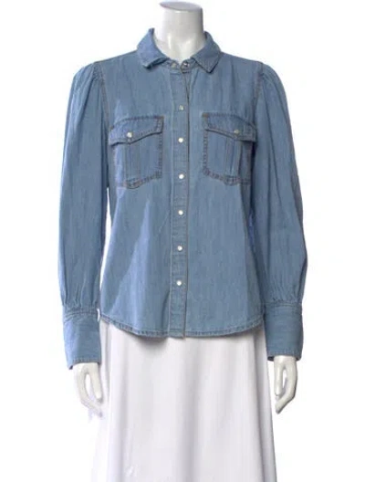 Pre-owned Veronica Beard Long Sleeve Button-up Top In Blue