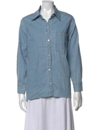 Pre-owned Veronica Beard Long Sleeve Button-up Top In Blue