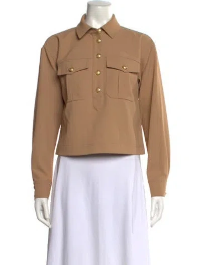 Pre-owned Veronica Beard Long Sleeve Button-up Top In Brown