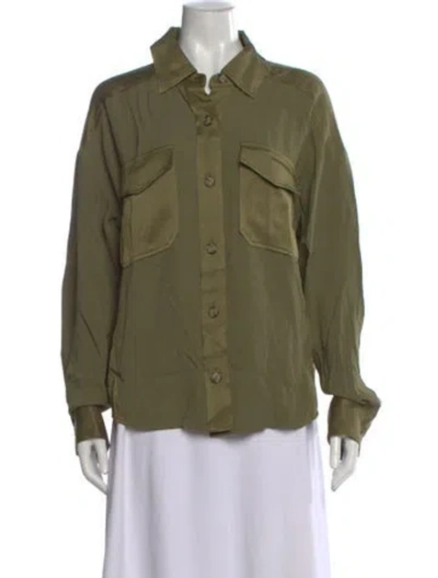 Pre-owned Veronica Beard Long Sleeve Button-up Top In Green