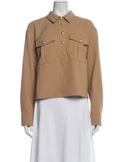 Pre-owned Veronica Beard Long Sleeve Button-up Top In Neutral