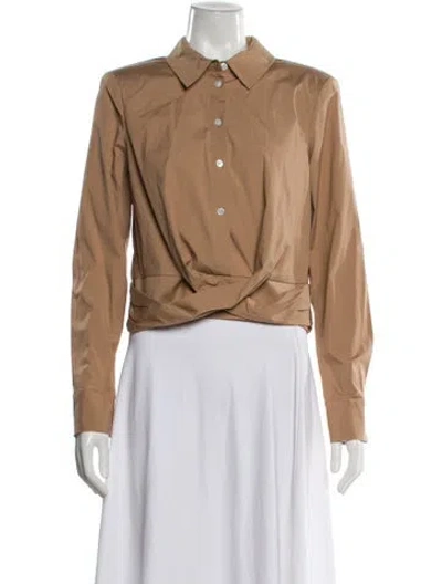 Pre-owned Veronica Beard Long Sleeve Button-up Top In Neutral