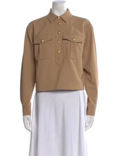 Pre-owned Veronica Beard Long Sleeve Button-up Top In Neutral