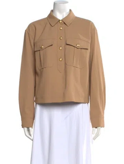 Pre-owned Veronica Beard Long Sleeve Button-up Top In Neutral