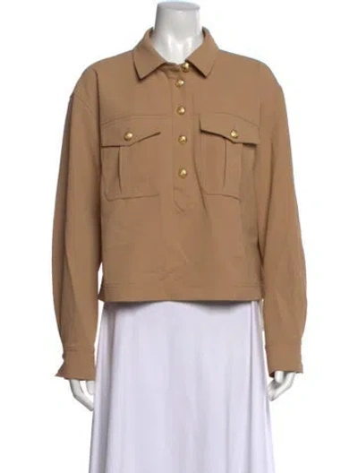 Pre-owned Veronica Beard Long Sleeve Button-up Top In Neutral
