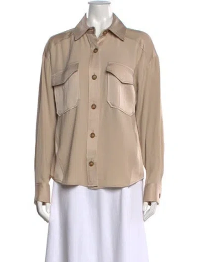 Pre-owned Veronica Beard Long Sleeve Button-up Top In Neutrals