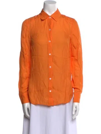 Pre-owned Veronica Beard Long Sleeve Button-up Top In Orange