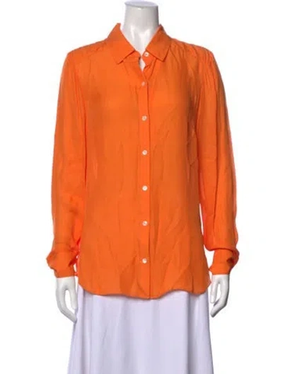 Pre-owned Veronica Beard Long Sleeve Button-up Top In Orange